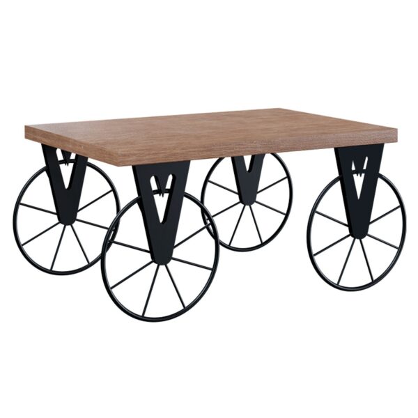 Coffee Table Bike Pakoworld in Black - Walnut Color 85x55x41cm